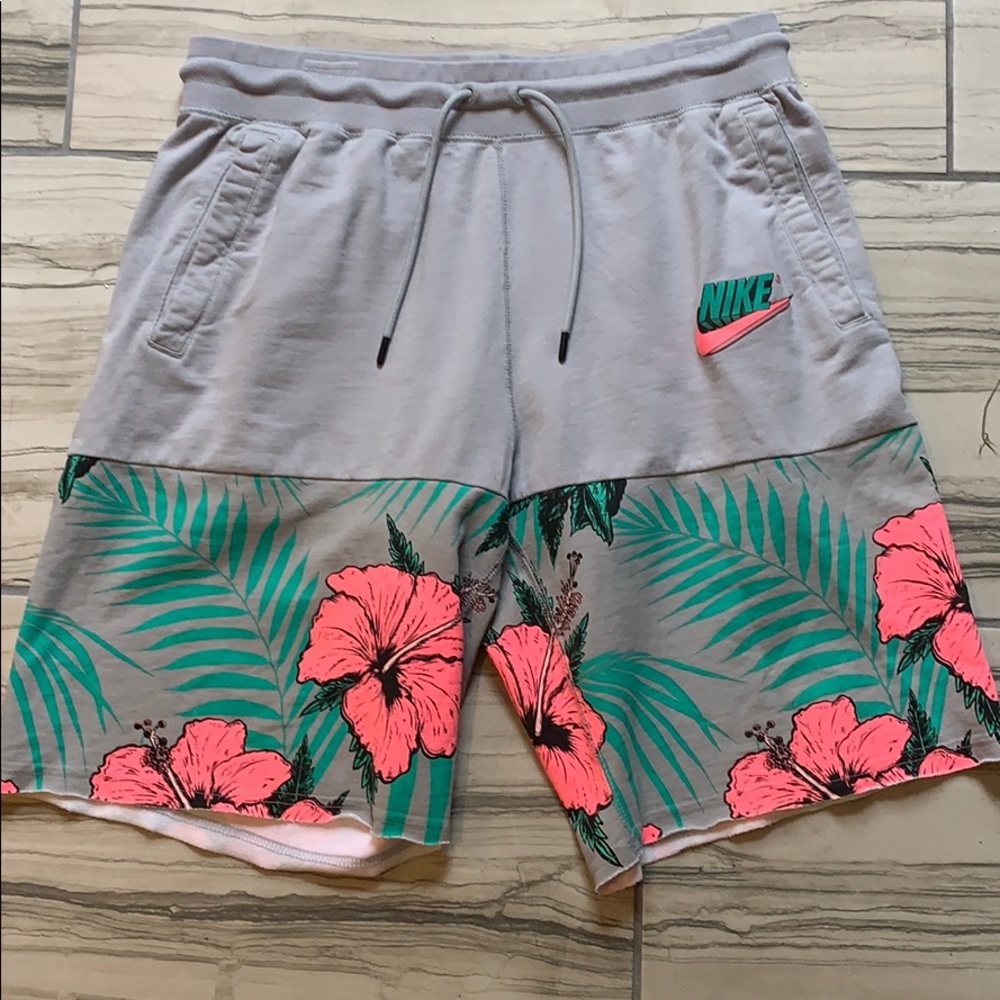 Nike floral sweat pant shorts